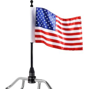 Motorcycle Flagpole Mount and American Flag - 6" x 9" Premium Double-Sided USA Flag - Stainless 14" Flag Pole Fixed Mount for 1/2" Tubular Luggage Racks For Harley Goldwing Etc in Saudi Arabia