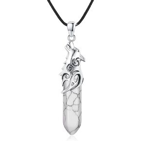 CUOKA MIRACLE Wolf Necklace 925 Sterling Silver Turquoise Crystal Wolf Pendant Wolf Head Jewelry Wolf Gift for Boy Women Men Wolf Necklace for Men in Kuwait