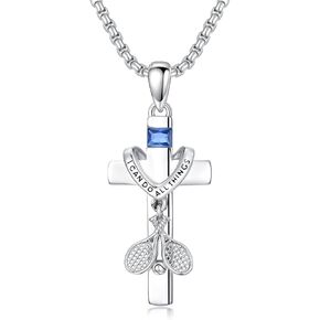 Cross Sport Necklace for Men Women Sterling Silver Baseball/Hockey/Soccer/Football/Basketball/Volleyball/Golf/Tennis Necklace I Can Do All Things Pendant Sport Jewelry for Christmas Birthday in Saudi Arabia