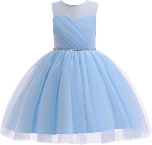 Glamulice Flower Girls Vintage Rhinestones Tulle Tutu Dress A Line Little/Big Girl Wedding Birthday Formal Party Dresses in Saudi Arabia