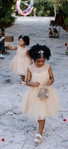 Glamulice Flower Girls Vintage Rhinestones Tulle Tutu Dress A Line Little/Big Girl Wedding Birthday Formal Party Dresses in Kuwait