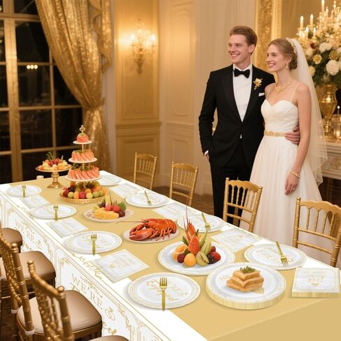 زينة عيد ميلاد السيد Onederful - أطباق عيد الميلاد الذهبية الزرقاء، والمناديل، ومفارش المائدة، أدوات مائدة لتزيين أعياد الميلاد الأولى لحفلات استقبال المولود الجديد، وديكورات عيد الميلاد الأول للأولاد، تخدم 40 ضيفًا in Kuwait