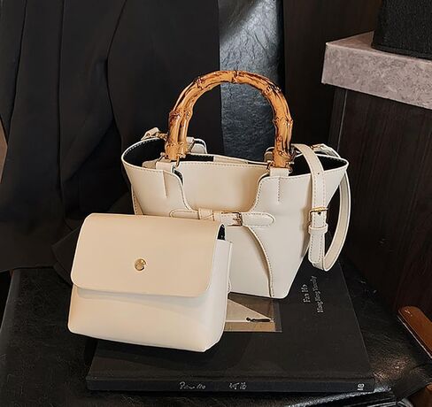 Women’s Bucket Bag Trendy Crossbody Bags For Women Vegan Leather Bamboo Handle Shoulder Handbags Spring Summer Travel Purse in Kuwait