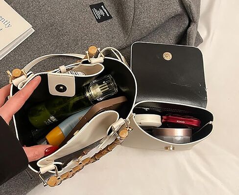 Women’s Bucket Bag Trendy Crossbody Bags For Women Vegan Leather Bamboo Handle Shoulder Handbags Spring Summer Travel Purse in Kuwait