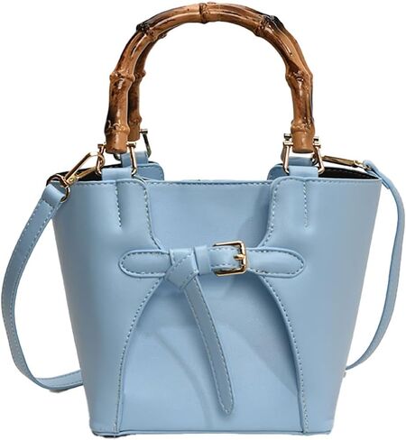 Women’s Bucket Bag Trendy Crossbody Bags For Women Vegan Leather Bamboo Handle Shoulder Handbags Spring Summer Travel Purse in Kuwait