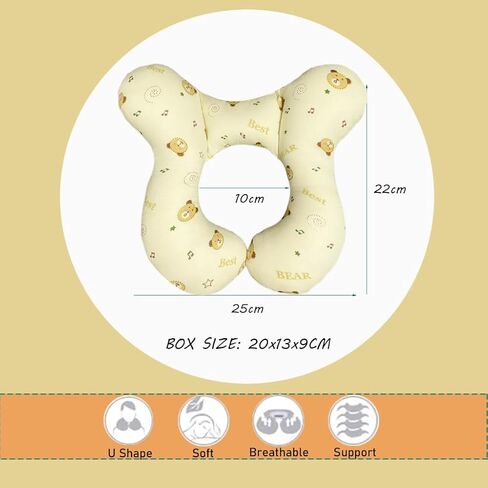 Baby Neck Pillows, Comfortable Baby Travel Head Neck Support Pillow for Car Seat Stroller Pushchair, Soft PP Cotton Travel Pillow for 0-1 Year Old Toddler Infant Newborn, Bee in Saudi Arabia