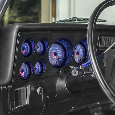 GlowShift 6-Gauge Cluster Package Compatible with Chevy C10 1973-1987 - White 7 Color Speedometer, Tach, Oil Pressure, Water Coolant Temp, Fuel Level & Volt Gauges - Direct Fit Dashboard Panel Pod in Saudi Arabia