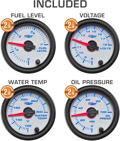 GlowShift 6-Gauge Cluster Package Compatible with Chevy C10 1973-1987 - White 7 Color Speedometer, Tach, Oil Pressure, Water Coolant Temp, Fuel Level & Volt Gauges - Direct Fit Dashboard Panel Pod in Saudi Arabia