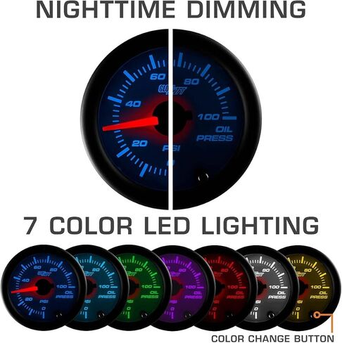 GlowShift 6-Gauge Cluster Package Compatible with Chevy C10 1973-1987 - White 7 Color Speedometer, Tach, Oil Pressure, Water Coolant Temp, Fuel Level & Volt Gauges - Direct Fit Dashboard Panel Pod in Saudi Arabia