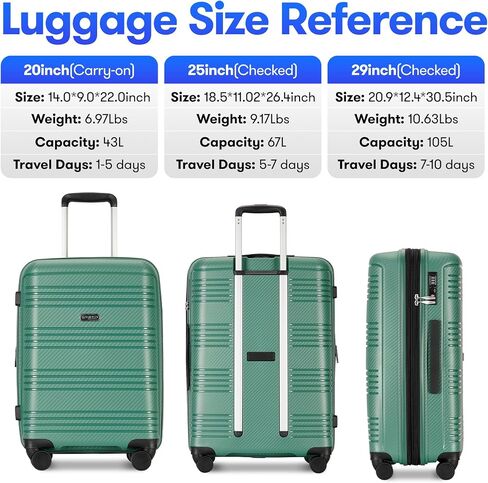 25 Inch Medium Checked Luggage Lightweight Suitcase with Spinner Wheels TSA Lock, Checked-Medium 25-Inch, Purple in Kuwait
