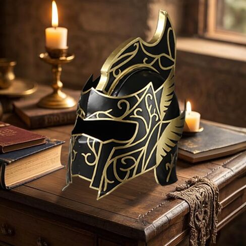 Medieval Greek Spartan Roman Helmets - Adult Gladiator Helmet Spartan Wearable Movie Replica Helmet Vintage Home Decor Gifts（Black） in Saudi Arabia