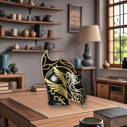 Medieval Greek Spartan Roman Helmets - Adult Gladiator Helmet Spartan Wearable Movie Replica Helmet Vintage Home Decor Gifts（Black） in Saudi Arabia