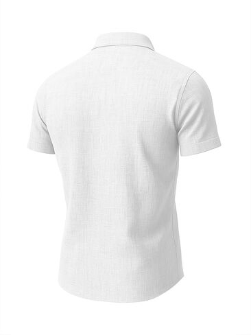 Linen Shirts for Men Button Down Beach Shirt Short Sleeve Men's Casual Summer Vacation Shirts in Kuwait
