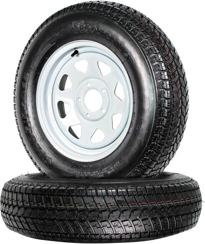 إطارات مقطورة ecustomrim 2 عبوة على الحافات البيضاء ST205/75d15 نطاق التحميل C 5 العروة في مركز 5 بوصة - ضمان لمدة عامين مع جانب الطريق المجاني in Kuwait