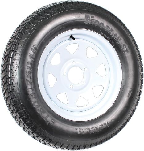 إطارات مقطورة ecustomrim 2 عبوة على الحافات البيضاء ST205/75d15 نطاق التحميل C 5 العروة في مركز 5 بوصة - ضمان لمدة عامين مع جانب الطريق المجاني in Kuwait