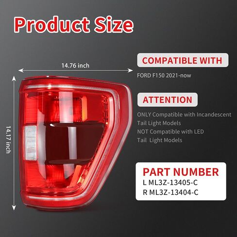 Right LED Tail Light Compatible With F150 2021 2022 2023 with Blind Spot of Original Car Rear Brake Light,Replace Red Taillight Assembly with Bulb & Harness, Turn Signal Back Up Tail Lamp in Saudi Arabia