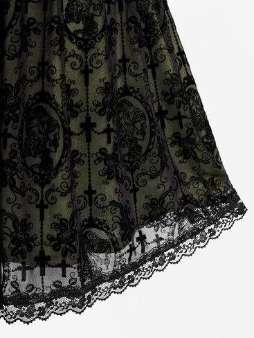 ROSE GAL Rosegal Women Plus Size Gothic Overlay Midi Dress Backless Spaghetti Strap A Line Dress in Saudi Arabia