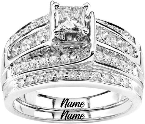 10K 14K 18K Gold Moissanite Bridal Rings Sets for Her, 3.03 CT. tw. Princess Cut Moissanite Engagement Ring Set for Women Wedding Ring Set for Engagement Anniversary Eternity Band in Kuwait