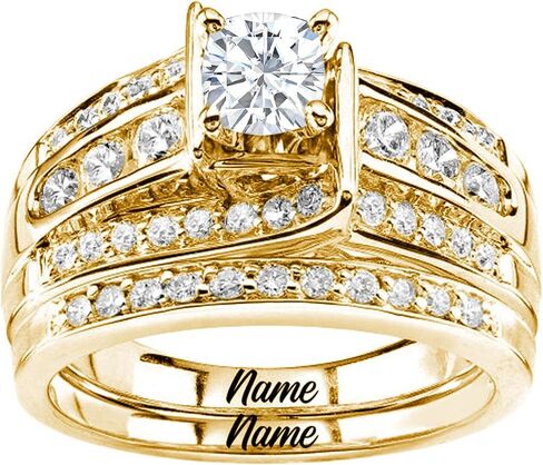 10K 14K 18K Gold Moissanite Bridal Rings Sets for Her, 3.03 CT. tw. Princess Cut Moissanite Engagement Ring Set for Women Wedding Ring Set for Engagement Anniversary Eternity Band in Kuwait