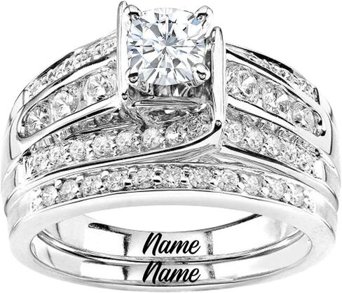 10K 14K 18K Gold Moissanite Bridal Rings Sets for Her, 3.03 CT. tw. Princess Cut Moissanite Engagement Ring Set for Women Wedding Ring Set for Engagement Anniversary Eternity Band in Kuwait