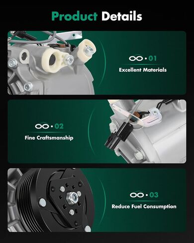 SCITOO CO 11165C AC Compressor Compatible for Mitsubishi Lancer 2.0L 2008 2009 2010 Compatible for Mitsubishi Outlander 2.4L 2008 in Saudi Arabia