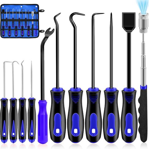 11pcs Mechanic Hook and Pick Tool Set ، أداة ربط السيارات مع مزيل Screaper Scraper Magnetic Magnetic Magnetic لحشية Magnetic Screapt لخراطيم إصلاح السيارات (أصفر) in Kuwait