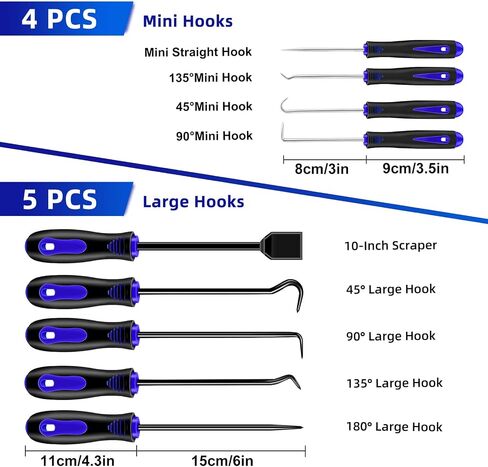 11pcs Mechanic Hook and Pick Tool Set ، أداة ربط السيارات مع مزيل Screaper Scraper Magnetic Magnetic Magnetic لحشية Magnetic Screapt لخراطيم إصلاح السيارات (أصفر) in Kuwait