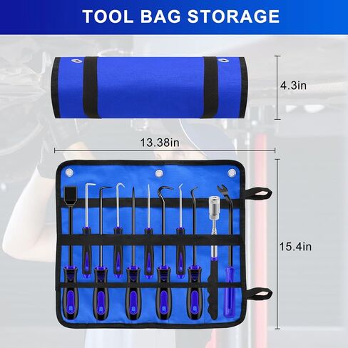 11pcs Mechanic Hook and Pick Tool Set ، أداة ربط السيارات مع مزيل Screaper Scraper Magnetic Magnetic Magnetic لحشية Magnetic Screapt لخراطيم إصلاح السيارات (أصفر) in Kuwait
