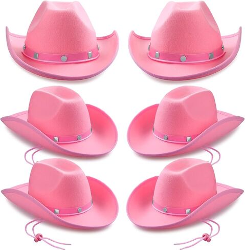 Coume 6 PCS Hat Pink Cowboy Hat - Cowgirl Hats Party Pack & Western Cowboy Hat Assume Assumeory for Onvels Coens ، Texan Men Women Party in Saudi Arabia