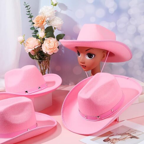 Coume 6 PCS Hat Pink Cowboy Hat - Cowgirl Hats Party Pack & Western Cowboy Hat Assume Assumeory for Onvels Coens ، Texan Men Women Party in Saudi Arabia