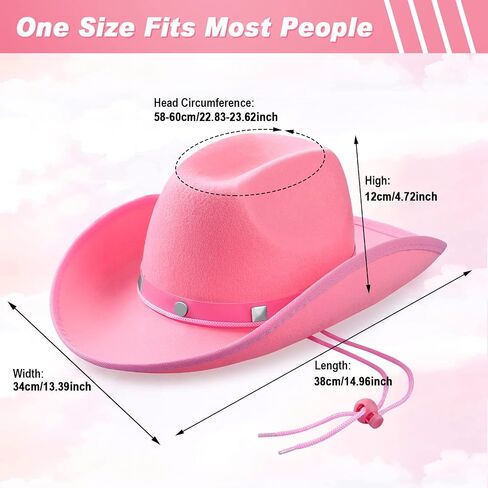 Coume 6 PCS Hat Pink Cowboy Hat - Cowgirl Hats Party Pack & Western Cowboy Hat Assume Assumeory for Onvels Coens ، Texan Men Women Party in Saudi Arabia