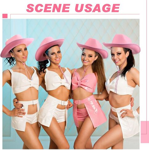 Coume 6 PCS Hat Pink Cowboy Hat - Cowgirl Hats Party Pack & Western Cowboy Hat Assume Assumeory for Onvels Coens ، Texan Men Women Party in Saudi Arabia