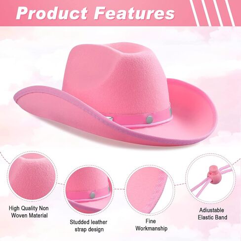 Coume 6 PCS Hat Pink Cowboy Hat - Cowgirl Hats Party Pack & Western Cowboy Hat Assume Assumeory for Onvels Coens ، Texan Men Women Party in Saudi Arabia