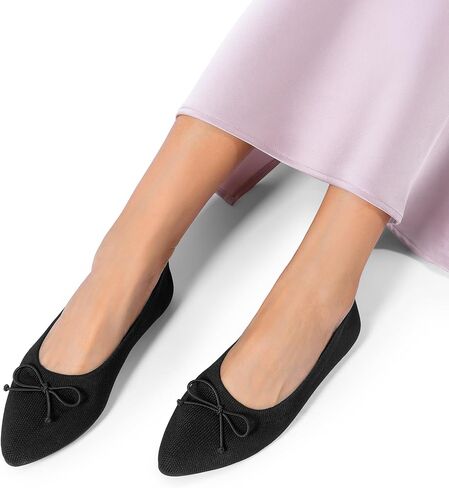 DREAM PAIRS Women's Ballet Knit Flats Foldable Pointed Toe Comfortable Dressy Flat Shoes with Bow-Knot Casual Business Work Office in Saudi Arabia