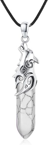 CUOKA MIRACLE Wolf Necklace 925 Sterling Silver Turquoise Crystal Wolf Pendant Wolf Head Jewelry Wolf Gift for Boy Women Men Wolf Necklace for Men in Kuwait
