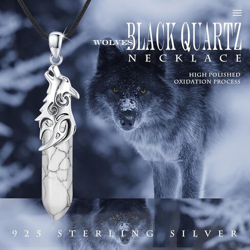 CUOKA MIRACLE Wolf Necklace 925 Sterling Silver Turquoise Crystal Wolf Pendant Wolf Head Jewelry Wolf Gift for Boy Women Men Wolf Necklace for Men in Kuwait