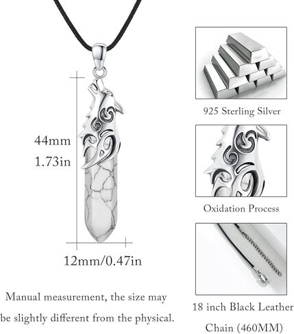 CUOKA MIRACLE Wolf Necklace 925 Sterling Silver Turquoise Crystal Wolf Pendant Wolf Head Jewelry Wolf Gift for Boy Women Men Wolf Necklace for Men in Kuwait