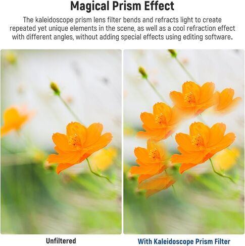 NEEWER 77mm Handheld Kaleidoscope Prism Lens Filter, Glass Prism Camera Lens Effect Filter with 2 Finger Handle, Multi Refraction, Variable Number of Photographic Subjects, DSLR Photography Accessory in Saudi Arabia