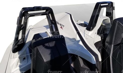 #1 متوافق مع Polaris Slingshot خلفية الرياح المنحرف الزجاج الأمامي Windstop Windstop مع الأشرطة الصافية. يناسب الأطواق لفة المربعة فقط. in Saudi Arabia