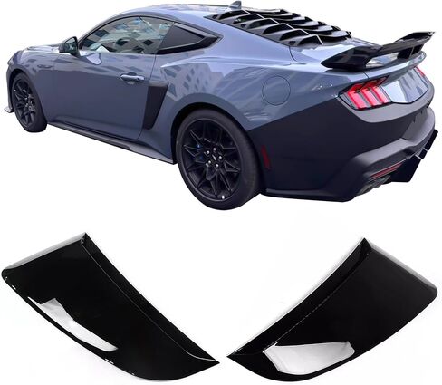 IKON MOTORSPORTS, Side Fender Vent Door Garnish Compatible with 2024-2025 Ford Mustang 7th Gen S650, IKON Style ABS Plastic Carbon Fiber Paint Side Fender Vent Trim 2PCS in Saudi Arabia