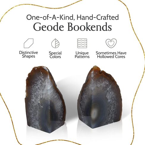 Decorations Nature's Agate Bookends-جيود خضراء عالي الجودة مع مصدات مطاطية غير متكافئة للأرفف ، المكتب ، ديكور المنزل ، زوج نهاية الكتاب الحجري اللطيف للخدمة الشاقة للديكور (3-4 رطل) in Kuwait