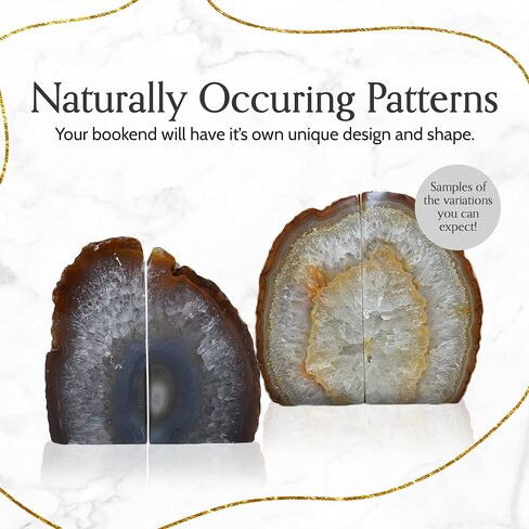 Decorations Nature's Agate Bookends-جيود خضراء عالي الجودة مع مصدات مطاطية غير متكافئة للأرفف ، المكتب ، ديكور المنزل ، زوج نهاية الكتاب الحجري اللطيف للخدمة الشاقة للديكور (3-4 رطل) in Kuwait