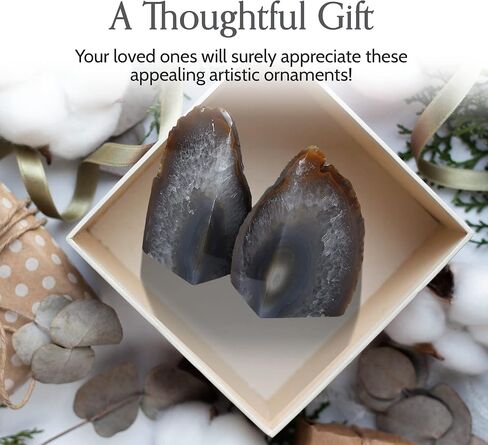 Decorations Nature's Agate Bookends-جيود خضراء عالي الجودة مع مصدات مطاطية غير متكافئة للأرفف ، المكتب ، ديكور المنزل ، زوج نهاية الكتاب الحجري اللطيف للخدمة الشاقة للديكور (3-4 رطل) in Kuwait