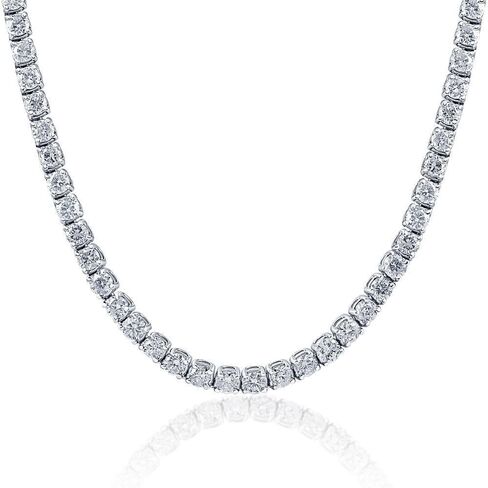 CHANDNI ENTERPRISE'S ! 20Ct TW Round Cut Lab Created Diamond Tennis Necklace 14K White Gold 18" Color D-F, Clarity Men's Women's Tennis Necklace 4mm in Saudi Arabia