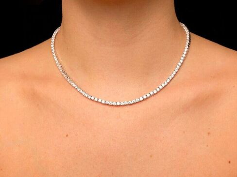 CHANDNI ENTERPRISE'S ! 20Ct TW Round Cut Lab Created Diamond Tennis Necklace 14K White Gold 18" Color D-F, Clarity Men's Women's Tennis Necklace 4mm in Saudi Arabia