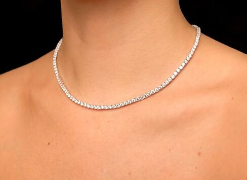 CHANDNI ENTERPRISE'S ! 20Ct TW Round Cut Lab Created Diamond Tennis Necklace 14K White Gold 18" Color D-F, Clarity Men's Women's Tennis Necklace 4mm in Saudi Arabia