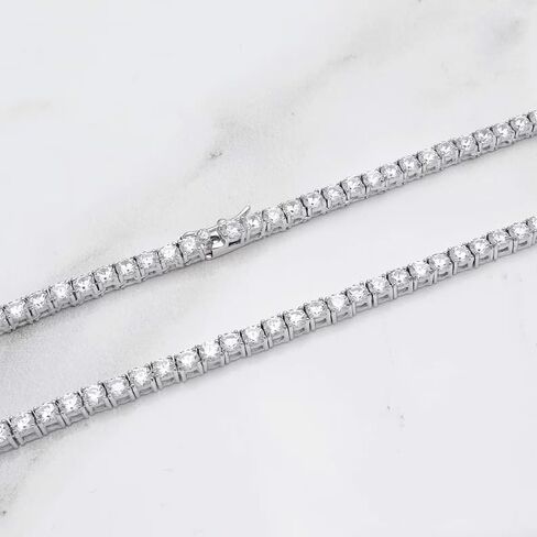 CHANDNI ENTERPRISE'S ! 20Ct TW Round Cut Lab Created Diamond Tennis Necklace 14K White Gold 18" Color D-F, Clarity Men's Women's Tennis Necklace 4mm in Saudi Arabia