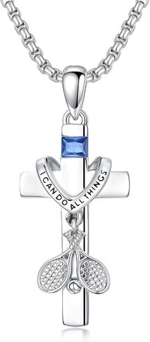 Cross Sport Necklace for Men Women Sterling Silver Baseball/Hockey/Soccer/Football/Basketball/Volleyball/Golf/Tennis Necklace I Can Do All Things Pendant Sport Jewelry for Christmas Birthday in Saudi Arabia