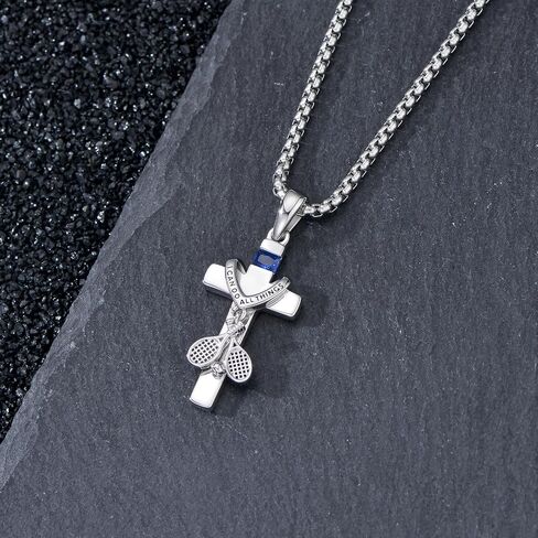 Cross Sport Necklace for Men Women Sterling Silver Baseball/Hockey/Soccer/Football/Basketball/Volleyball/Golf/Tennis Necklace I Can Do All Things Pendant Sport Jewelry for Christmas Birthday in Saudi Arabia