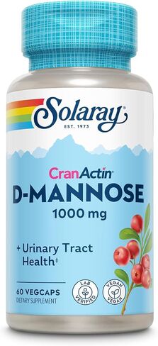 Solaray D-Mannose 1000mg with CranActin Cranberry Supplement 400mg, Urinary Tract Health & Bladder Support Capsules with Vitamin C, Vegan, 60 Day Guarantee, 75 Servings, 150 VegCaps in Saudi Arabia